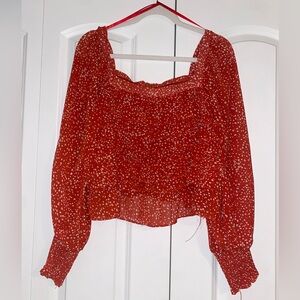 Red Ruffle Blouse